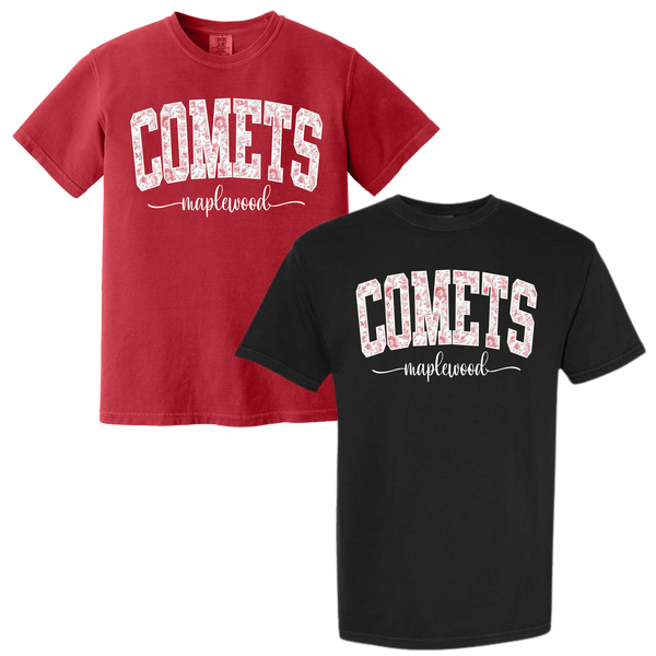 Maplewood Comets Floral Comfort Colors Comfort Wash Printed Tee