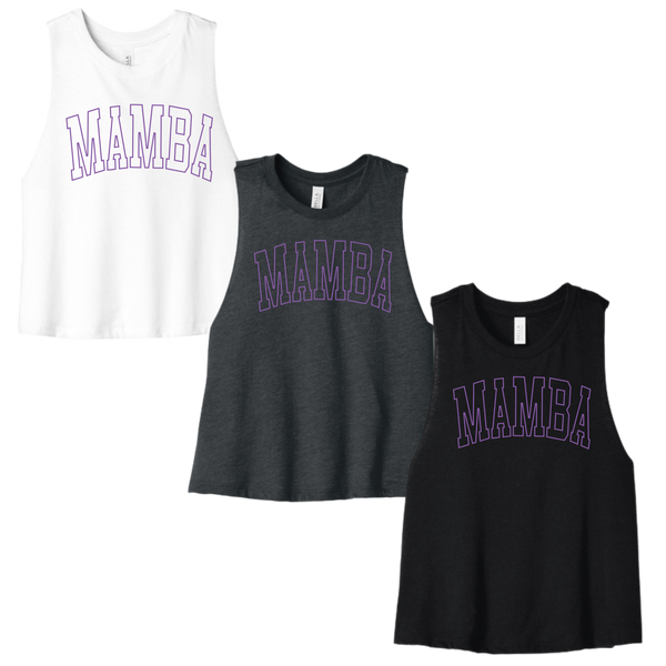 Mamba Purple Metallic Puff Crop Racerback Tank