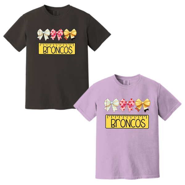 Broncos Teacher Tee with Ruler and Bows