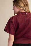 Mock Neck Suede Look Brush Top