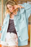 Loose Fit Button Down Long Sleeve Fleece Shacket