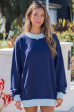 Colorblock Trim Crewneck Long Sleeve Pullover Sweatshirt