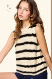 MCS3584-Classic Chunky Striped Sleeveless Sweater Top