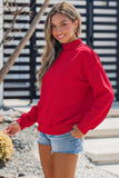 Oversize Drop Shoulder Reversible Mock Neck Sweatshirt