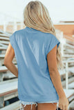Solid Color High Neck Cap Sleeve Loose Top S-4X