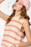MCS3584-Classic Chunky Striped Sleeveless Sweater Top