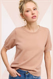 Puffy Sleeve Basic Stretchy Knit Top