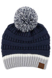 C.C Team Color Ribbed Beanie with Pom Winter Hat