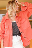 Loose Fit Button Down Long Sleeve Fleece Shacket