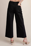 Colette Cropped Scallop Pocket Detail Wide-Leg Pants