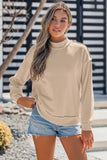Oversize Drop Shoulder Reversible Mock Neck Sweatshirt