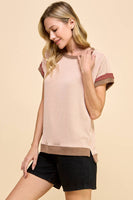 Solid Ribbed Top with Contrast Details