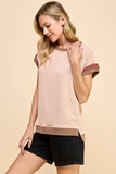 Solid Ribbed Top with Contrast Details