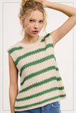 MCS3584-Classic Chunky Striped Sleeveless Sweater Top