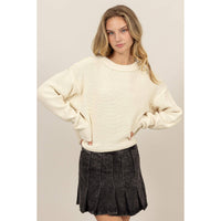 CROPPED OVERSIZED KNIT SWEATER