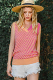 Women Strawberry Contrast Chevron Knit Sweater Vest