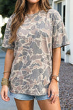 Retro Camouflage Print Womens Casual T Shirt S-4X
