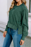 LDC Solid Raw Seam Patchwork Ribbed Sweatshirt