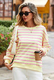 LDC Stripe Stylish Overlap Detail Drop Shoulder Sweatshirt