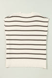 Striped Side Slits Short Sleeve Sweater Tee | S-XL
