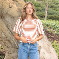 Striped Top with Puffed Sleeves