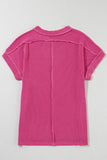 Solid Textured Exposed Seam Casual T-shirt | S-XL