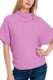 Mock Neck Sweater Side Shirred
