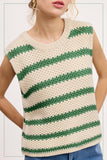 MCS3584-Classic Chunky Striped Sleeveless Sweater Top