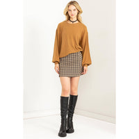 Round Neck Balloon Sleeve Sweatshirt