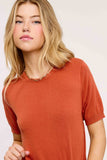 Puffy Sleeve Basic Stretchy Knit Top