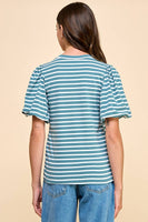 Striped Top with Puffed Sleeves