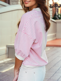 Striped Drop Half Sleeve Round Neck T-Shirt