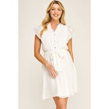 SOLID PAPAYA GAUZE RUFFLE SLEEVE MINI DRESS