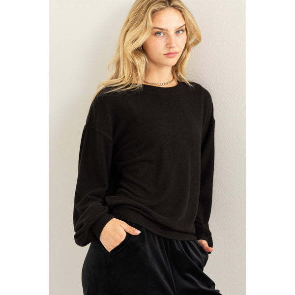 Round Neck Balloon Sleeve Sweatshirt