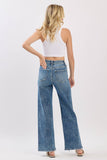 HIGH RISE SLIM WIDE LEG W/ DESTROYED HEM JEANS