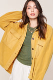Loose Fit Button Down Long Sleeve Fleece Shacket