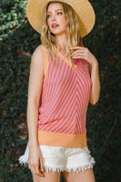 Women Strawberry Contrast Chevron Knit Sweater Vest