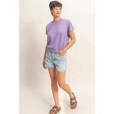 Crew Neck Short Dolman Sleeve Top