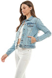 Cotton Blend Stretched  Ladies  Casual Denim Jacket