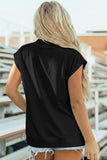 Solid Color High Neck Cap Sleeve Loose Top S-4X