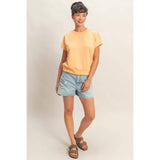Crew Neck Short Dolman Sleeve Top