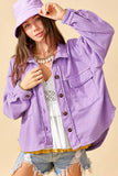 Loose Fit Button Down Long Sleeve Fleece Shacket