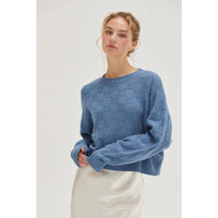 Long Sleeve Square Texture Sweater