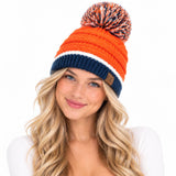 C.C Team Color Ribbed Beanie with Pom Winter Hat