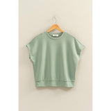 Crew Neck Short Dolman Sleeve Top