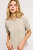 Puffy Sleeve Basic Stretchy Knit Top