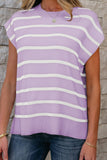 LDC Stripe Side Slits Crewneck Short Sleeve Sweater Tee