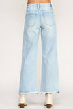 HIGH RISE WIDE LEG W/ DESTROYED HEM JEANS