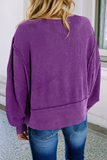 LDC Solid Raw Seam Patchwork Ribbed Sweatshirt