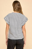 Striped Rolled Sleeve Knit Top